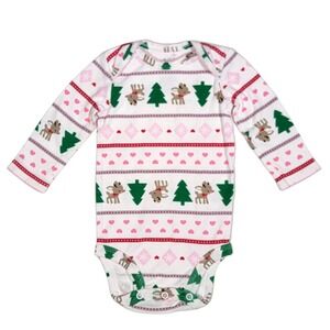 Carters Christmas Bodysuit Girls Sz 3/6M Reindeer Tree Heart Snowflake Holiday